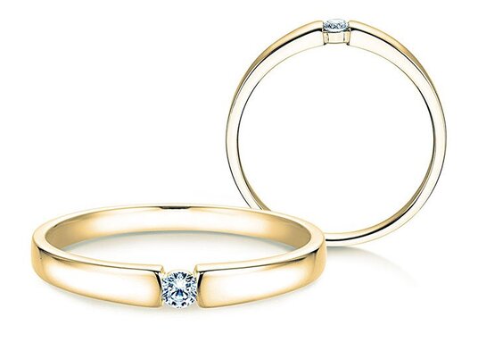 Anillo de compromiso Infinity Petite en 14K oro amarillo con diamante 0,03ct