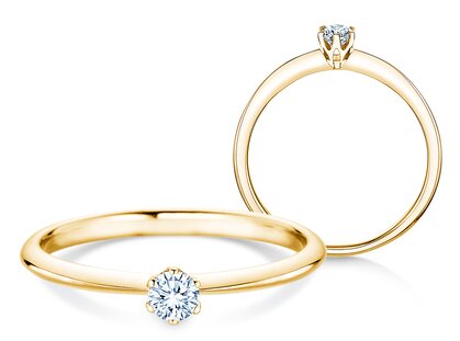 Anillo de compromiso The One en 14K oro amarillo con diamante 0,15ct H/SI