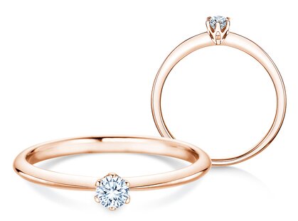 Anillo de compromiso The One en 14K oro rosa con diamante 0,15ct H/SI