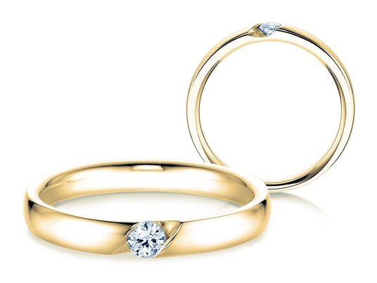 Anillo de compromiso Italic en 9K oro amarillo con diamante 0,10ct