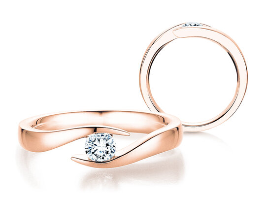 Anillo de compromiso Twist en 9K oro rosa con diamante 0,03ct